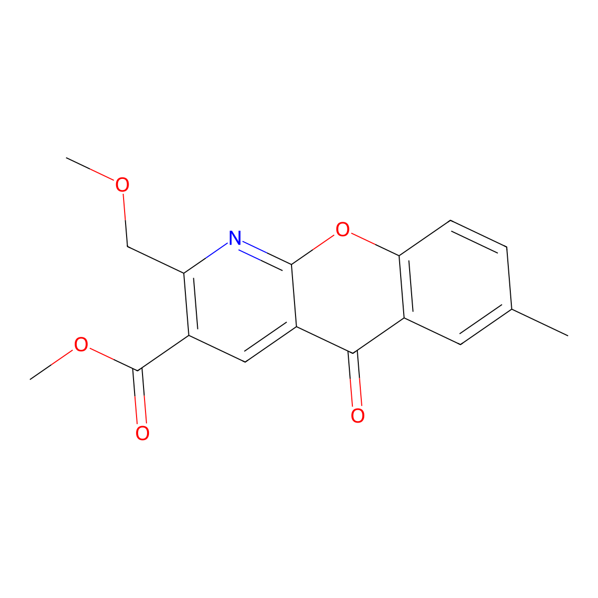 methyl 2-(methoxymethyl)-7-methyl-5-oxo-5H-chromeno[2,3-b]pyridine-3-carboxylate molecular structure, CAS 338751-33-0