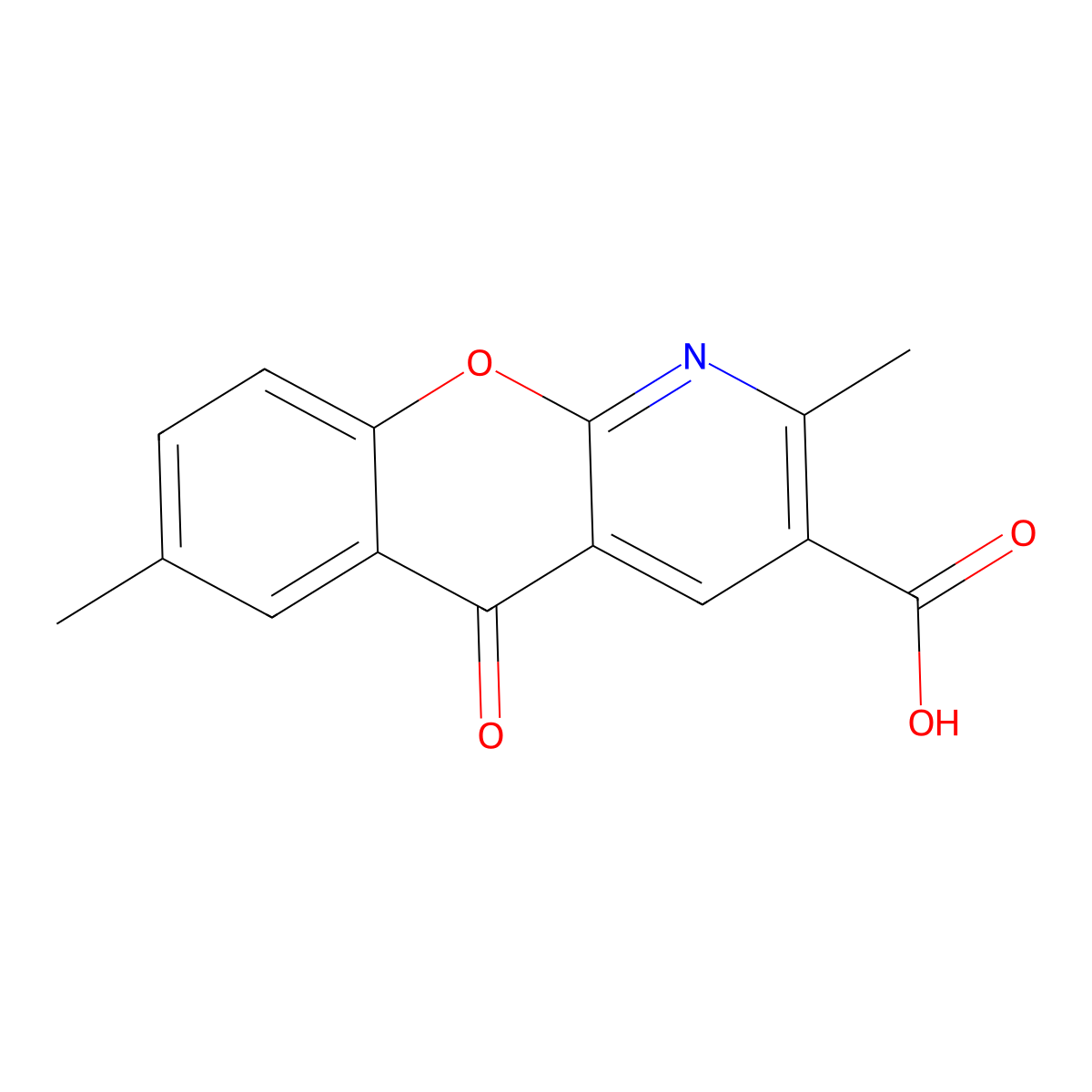 2,7-dimethyl-5-oxo-5H-chromeno[2,3-b]pyridine-3-carboxylic acid molecular structure, CAS 338751-34-1