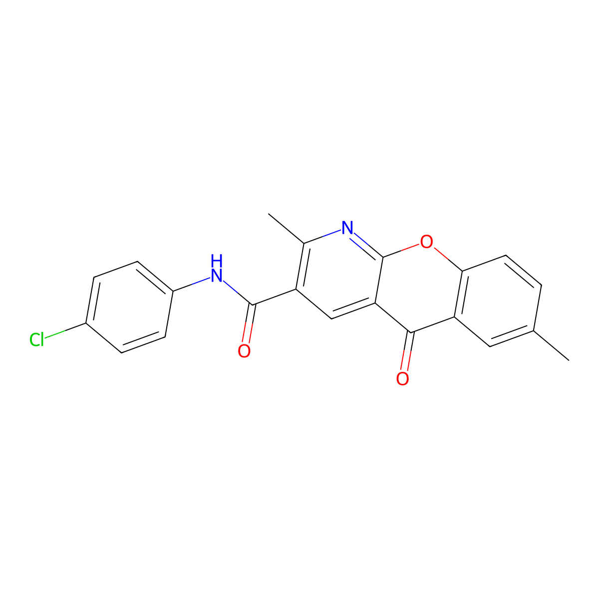 N-(4-chlorophenyl)-2,7-dimethyl-5-oxo-5H-chromeno[2,3-b]pyridine-3-carboxamide molecular structure, CAS 338751-37-4