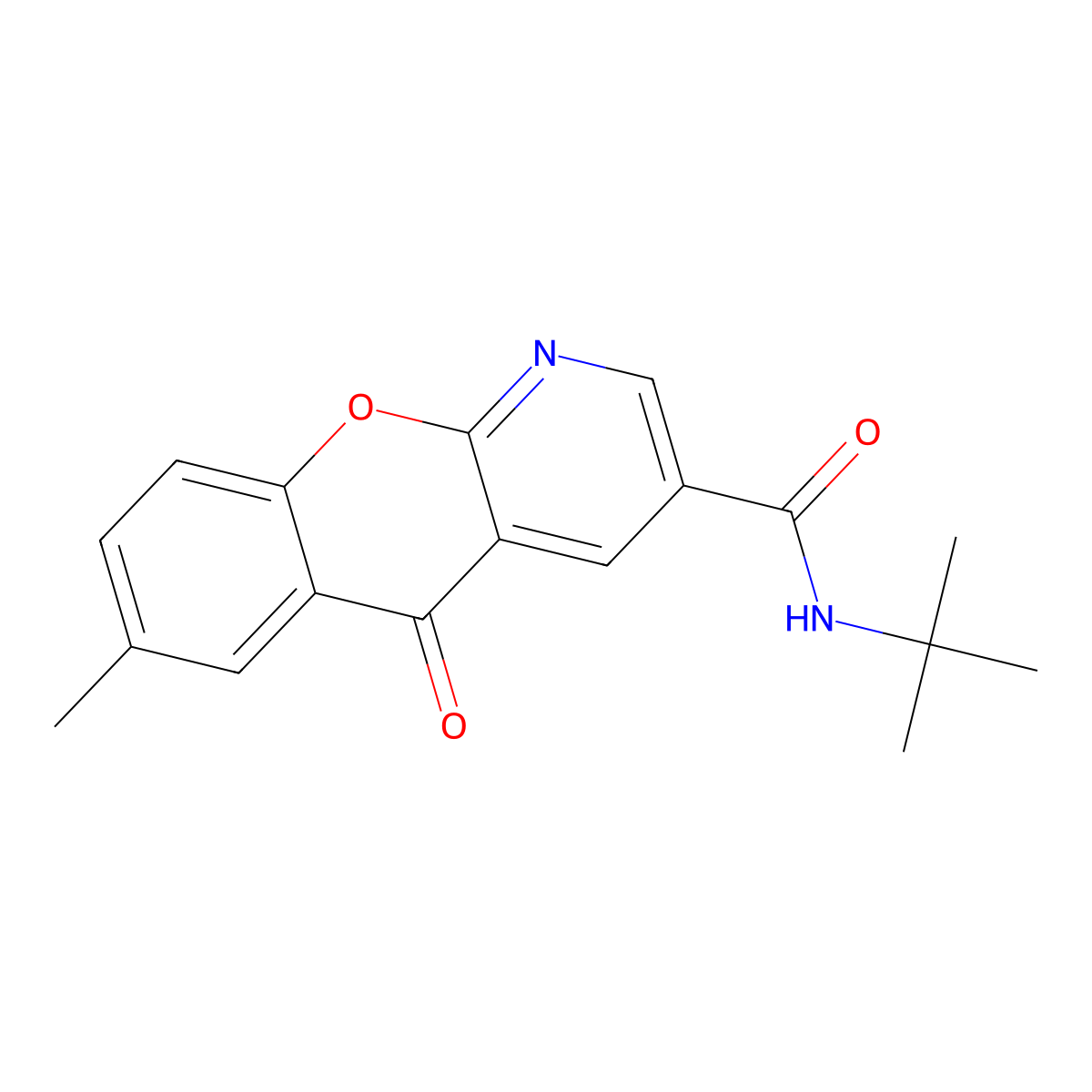 N-(tert-butyl)-7-methyl-5-oxo-5H-chromeno[2,3-b]pyridine-3-carboxamide molecular structure, CAS 338751-41-0