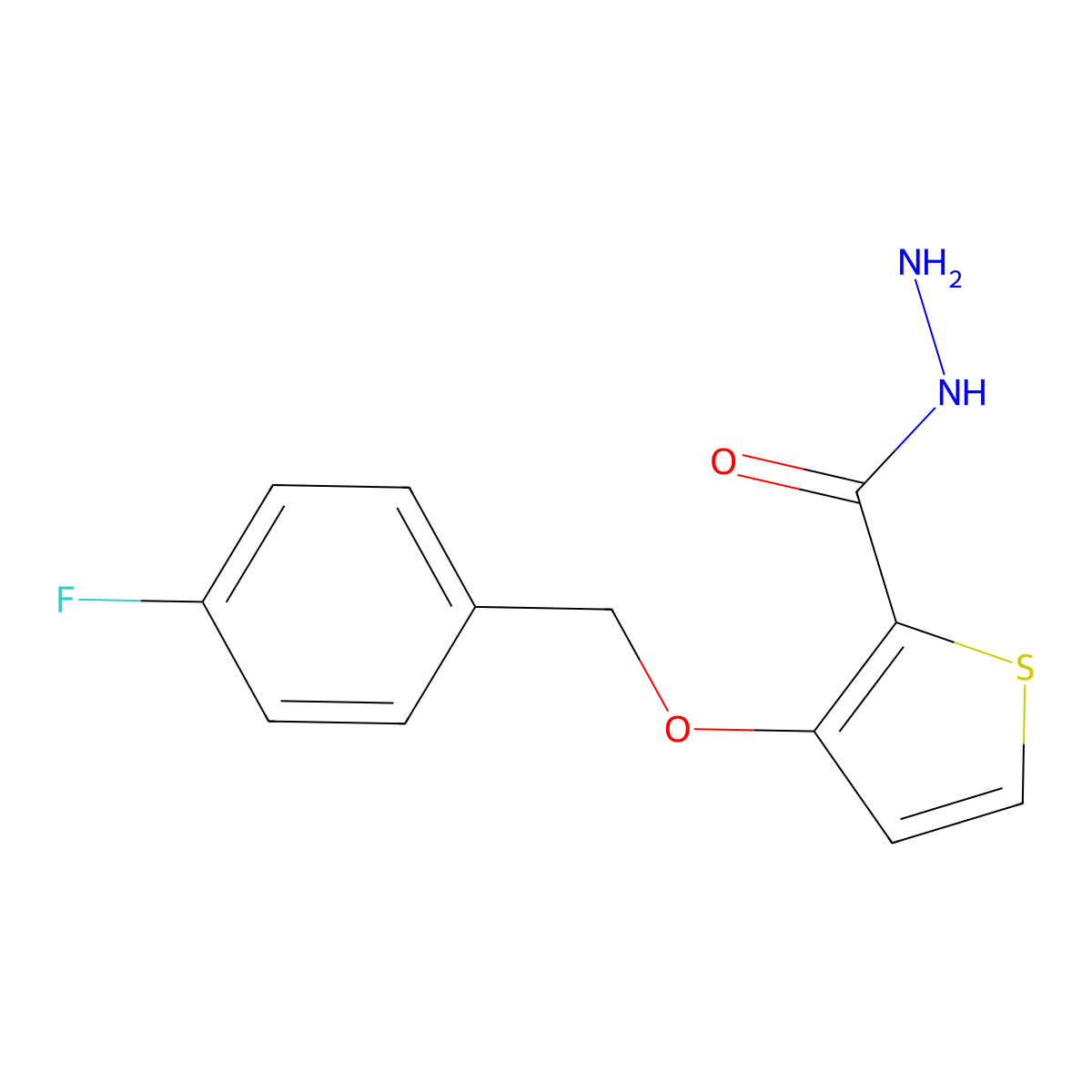 3-[(4-Fluorobenzyl)oxy]-2-thiophenecarbohydrazide molecular structure, CAS 338751-50-1