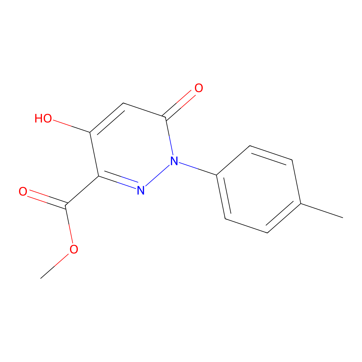 Methyl 4-hydroxy-1-(4-methylphenyl)-6-oxo-1,6-dihydro-3-pyridazinecarboxylate molecular structure, CAS 338751-70-5