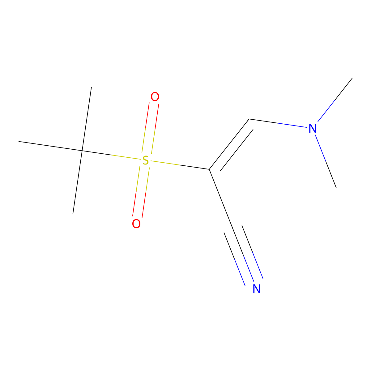 (E)-2-tert-butylsulfonyl-3-(dimethylamino)prop-2-enenitrile molecular structure, CAS 338751-71-6