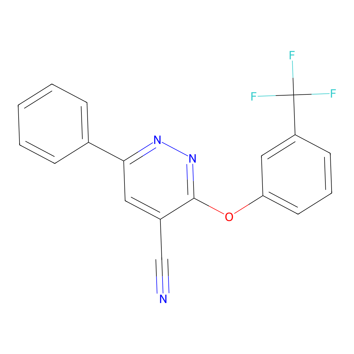 6-Phenyl-3-[3-(trifluoromethyl)phenoxy]-4-pyridazinecarbonitrile molecular structure, CAS 338751-76-1
