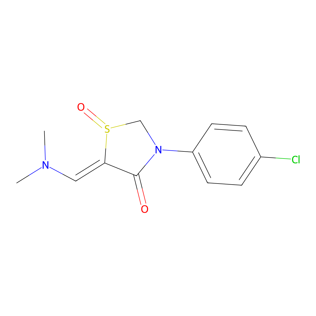4(5H)-Thiazolidinone, 3-(4-chlorophenyl)-5-((dimethylamino)methylene)-2,3-dihydro-, 1-oxide molecular structure, CAS 338752-74-2