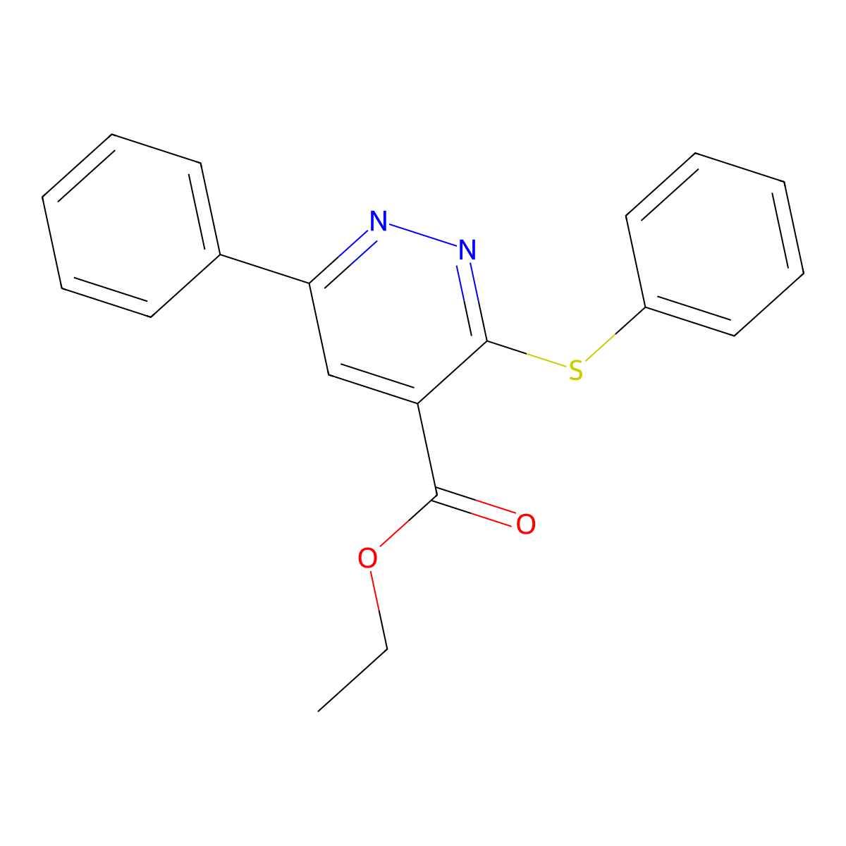 Ethyl 6-phenyl-3-(phenylsulfanyl)-4-pyridazinecarboxylate molecular structure, CAS 338752-93-5