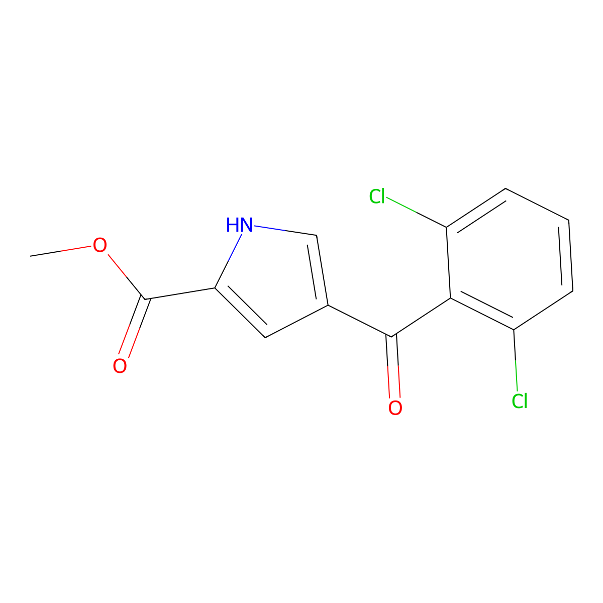 methyl 4-(2,6-dichlorobenzoyl)-1H-pyrrole-2-carboxylate molecular structure, CAS 338753-18-7