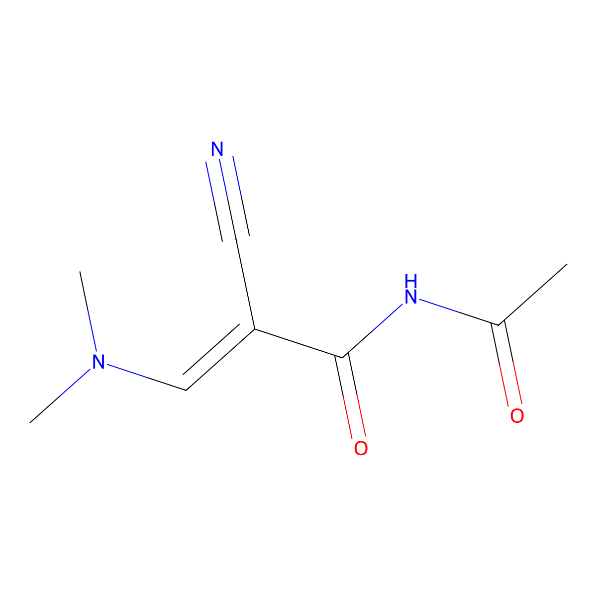 N-acetyl-2-cyano-3-(dimethylamino)acrylamide molecular structure, CAS 338753-65-4