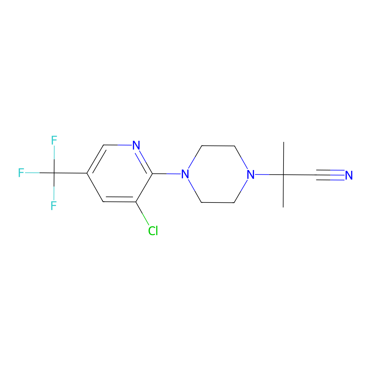2-{4-[3-Chloro-5-(trifluoromethyl)-2-pyridinyl]piperazino}-2-methylpropanenitrile molecular structure, CAS 338753-98-3