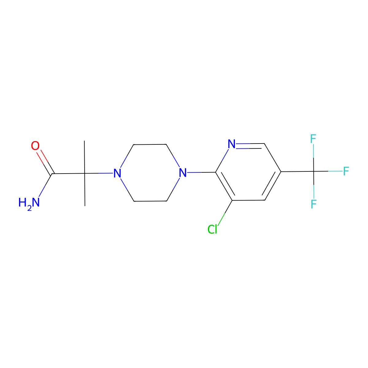 2-{4-[3-Chloro-5-(trifluoromethyl)-2-pyridinyl]piperazino}-2-methylpropanamide molecular structure, CAS 338754-00-0