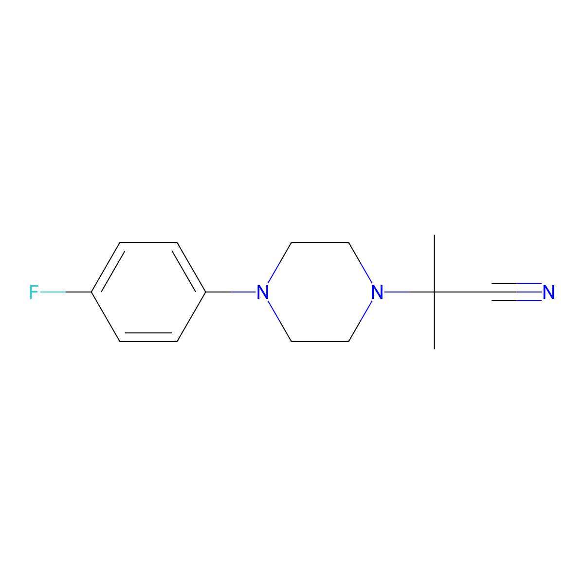 2-[4-(4-Fluorophenyl)piperazin-1-yl]-2-methylpropanenitrile molecular structure, CAS 338754-05-5