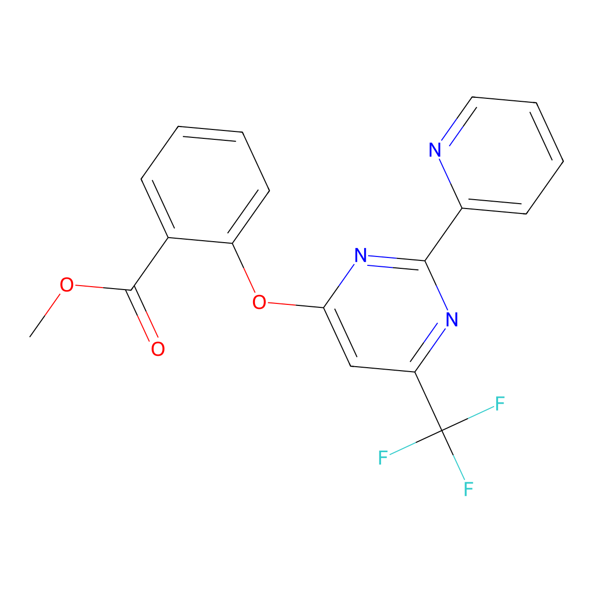 Methyl 2-{[2-(2-pyridinyl)-6-(trifluoromethyl)-4-pyrimidinyl]oxy}benzenecarboxylate molecular structure, CAS 338754-17-9