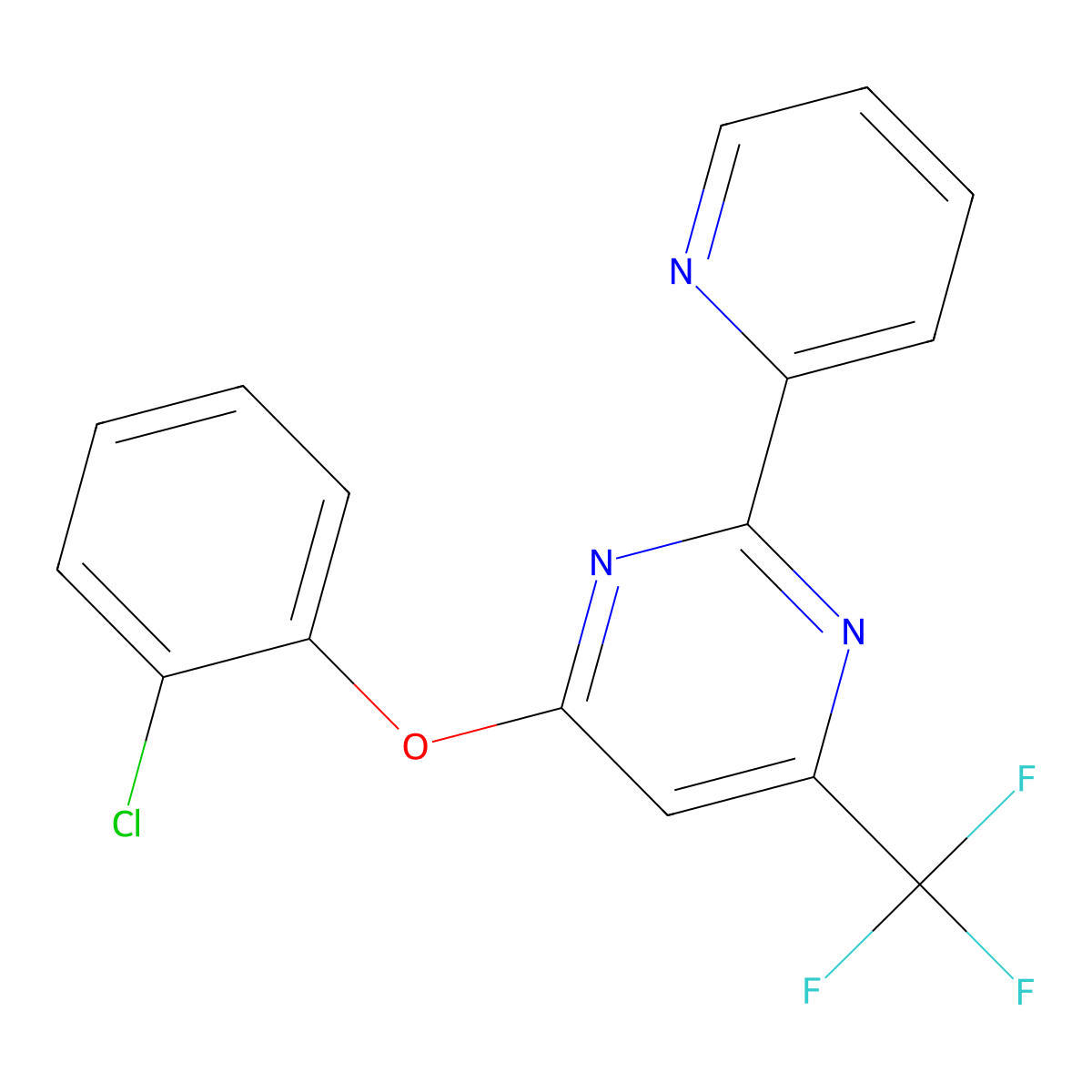 4-(2-Chlorophenoxy)-2-(2-pyridinyl)-6-(trifluoromethyl)pyrimidine molecular structure, CAS 338754-21-5