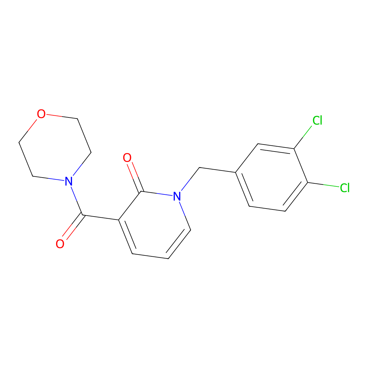 1-(3,4-dichlorobenzyl)-3-(morpholinocarbonyl)-2(1H)-pyridinone molecular structure, CAS 338754-44-2