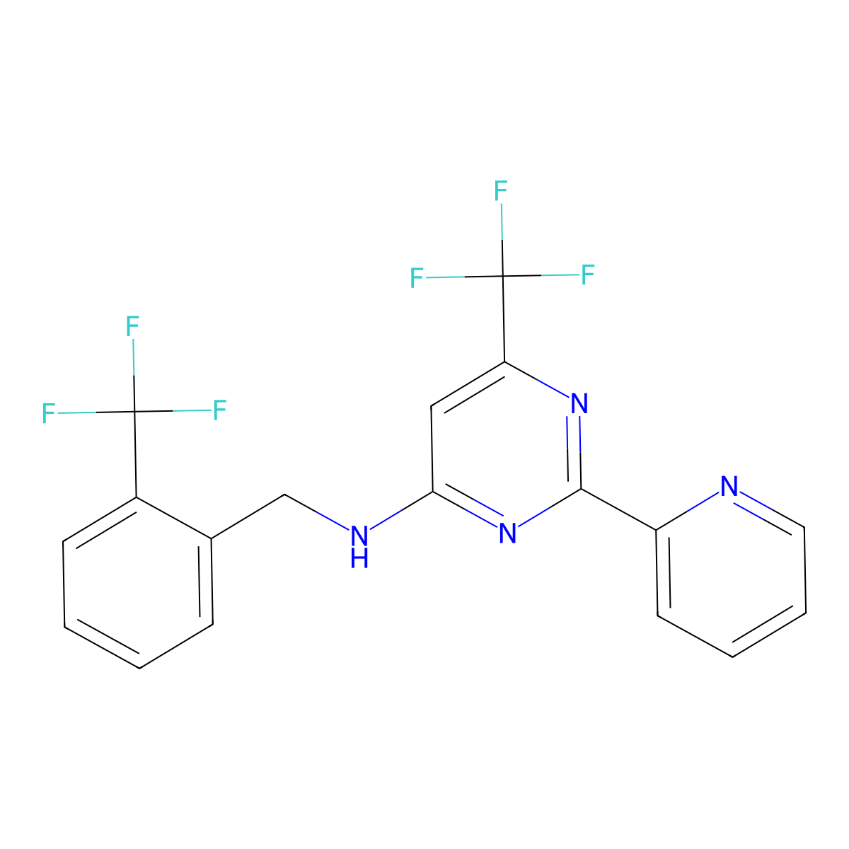 2-(2-pyridinyl)-6-(trifluoromethyl)-N-[2-(trifluoromethyl)benzyl]-4-pyrimidinamine molecular structure, CAS 338754-46-4