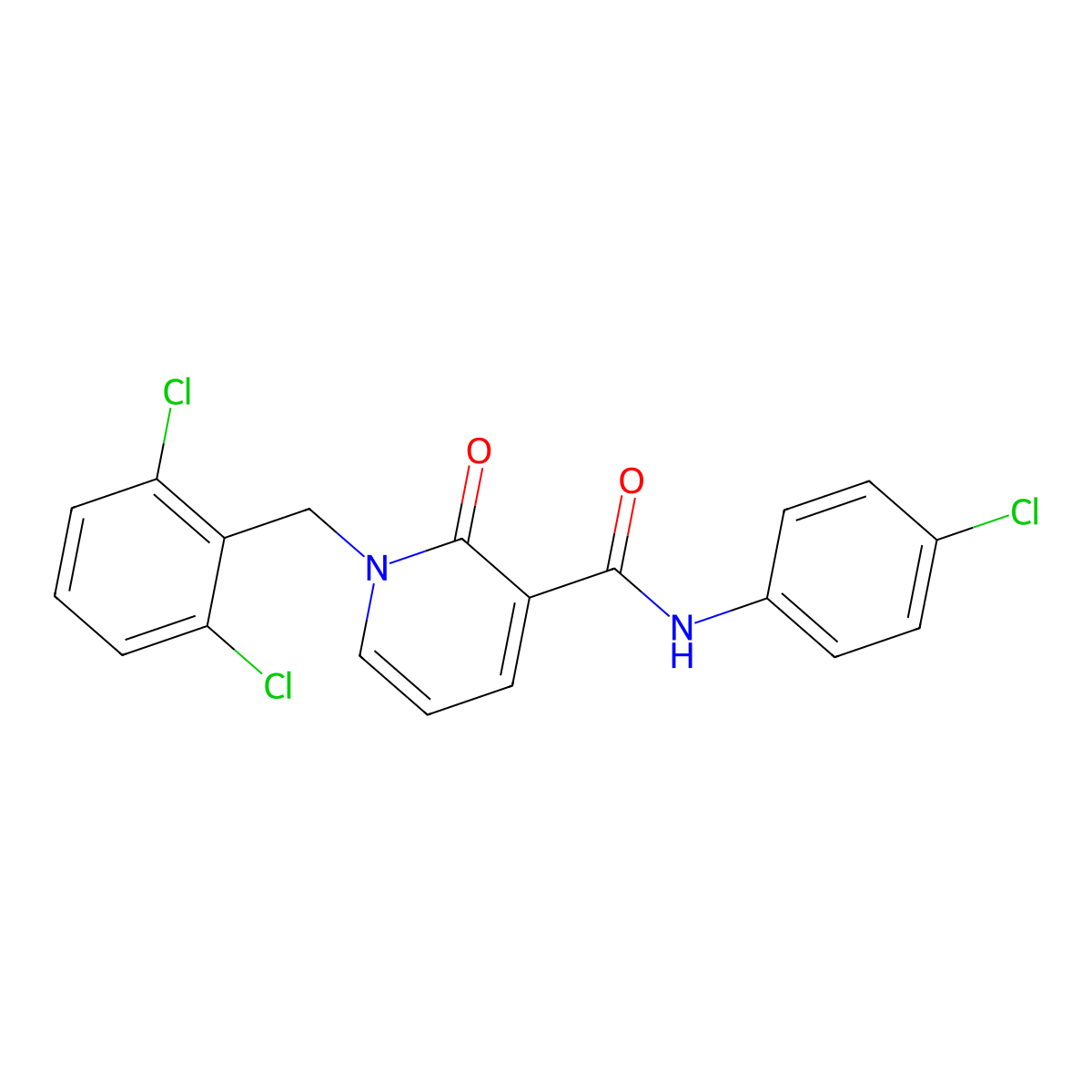 N-(4-chlorophenyl)-1-(2,6-dichlorobenzyl)-2-oxo-1,2-dihydro-3-pyridinecarboxamide molecular structure, CAS 338754-56-6