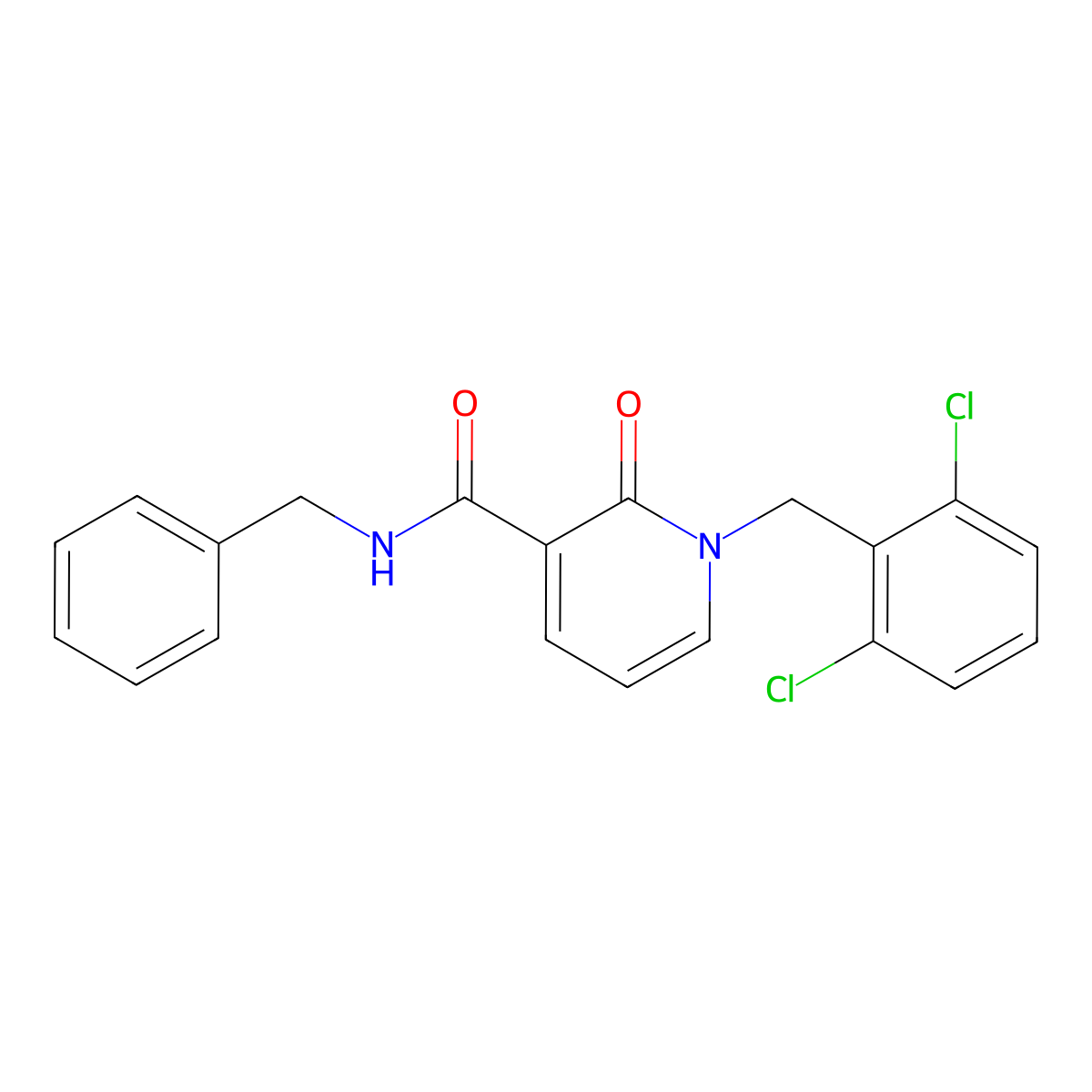 N-benzyl-1-(2,6-dichlorobenzyl)-2-oxo-1,2-dihydro-3-pyridinecarboxamide molecular structure, CAS 338754-60-2