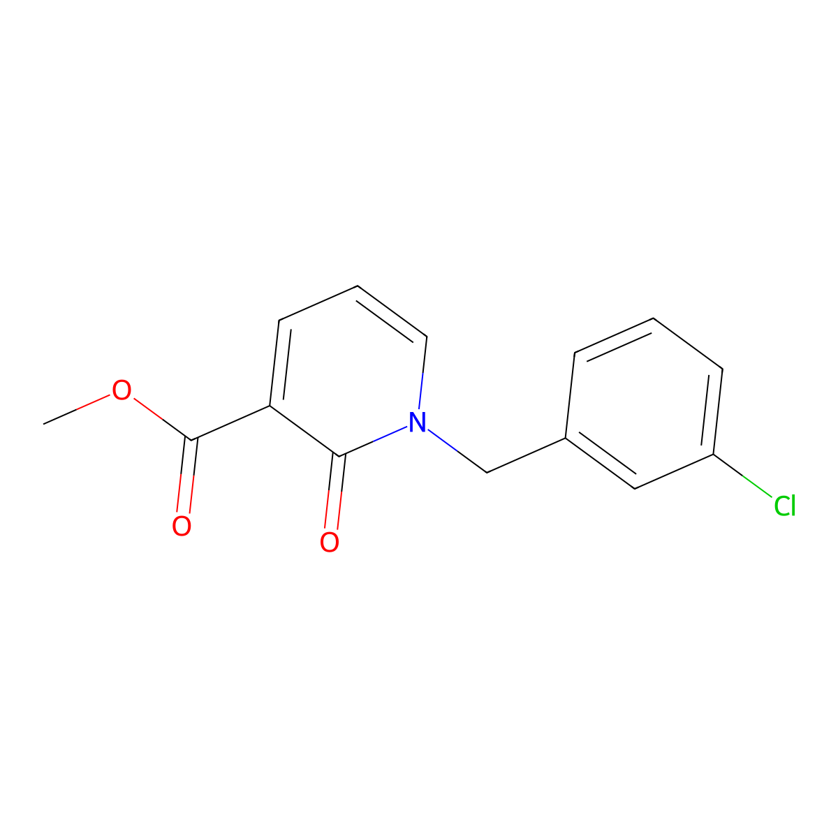 Methyl 1-(3-chlorobenzyl)-2-oxo-1,2-dihydro-3-pyridinecarboxylate molecular structure, CAS 338754-64-6