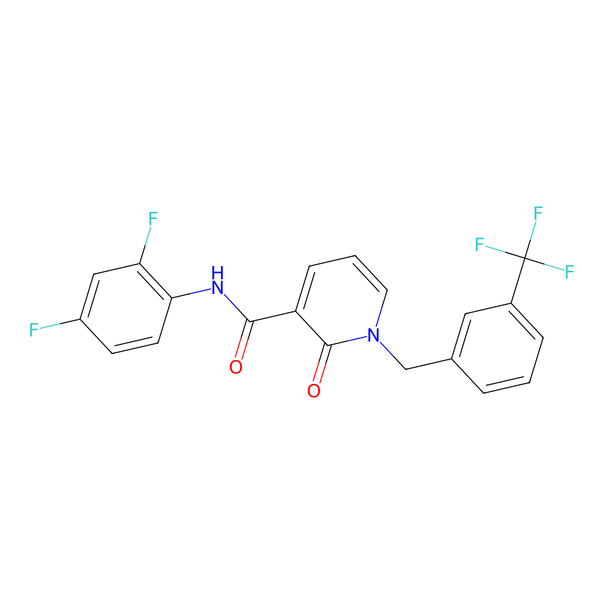 N-(2,4-difluorophenyl)-2-oxo-1-{[3-(trifluoromethyl)phenyl]methyl}-1,2-dihydropyridine-3-carboxamide molecular structure, CAS 338754-76-0