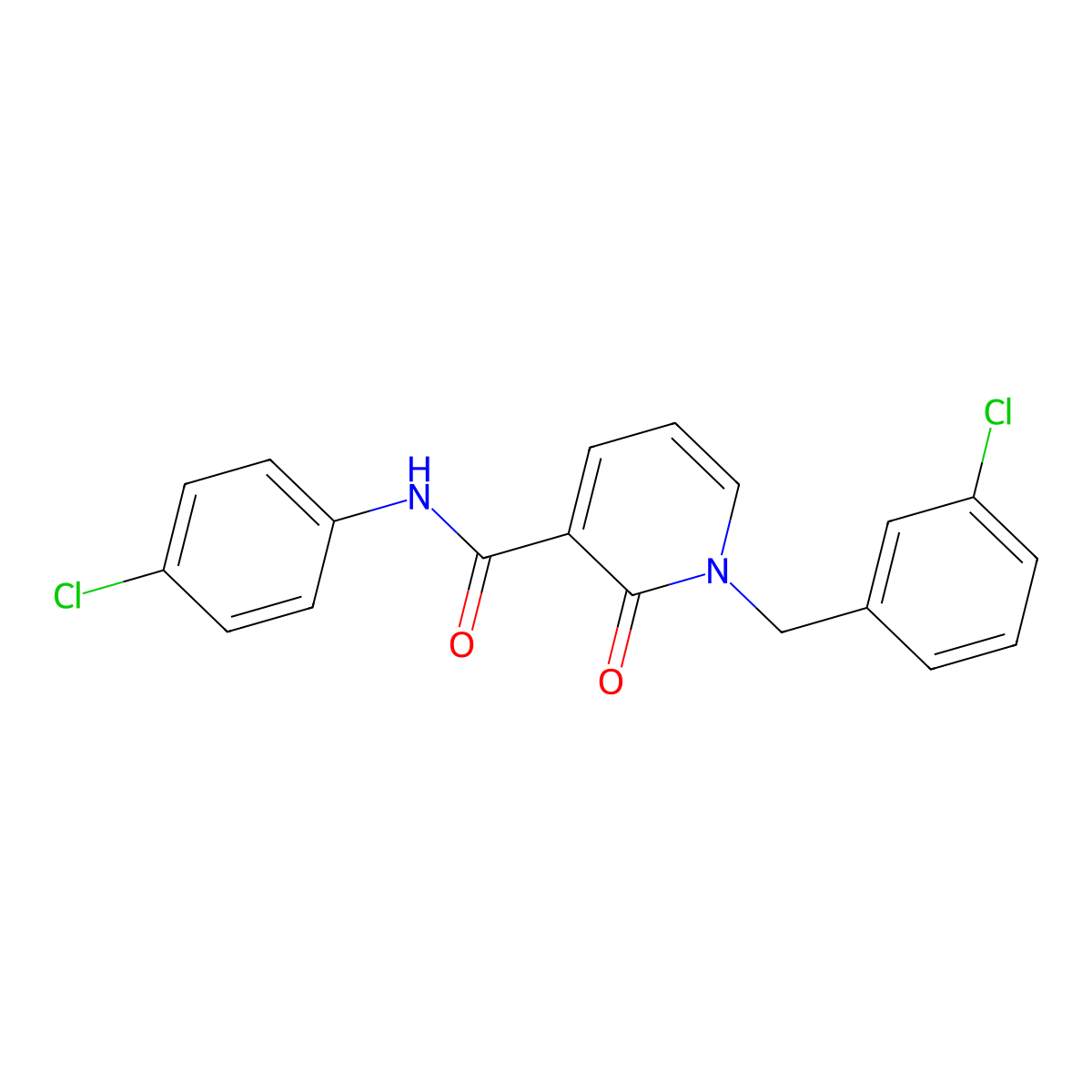 N-(4-chlorophenyl)-1-[(3-chlorophenyl)methyl]-2-oxo-1,2-dihydropyridine-3-carboxamide molecular structure, CAS 338754-84-0