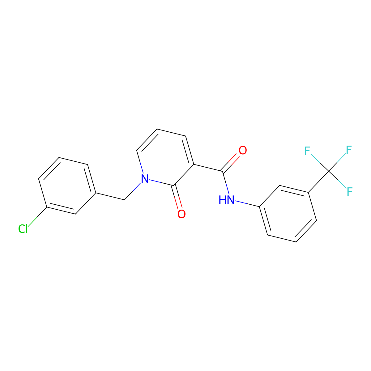 1-(3-chlorobenzyl)-2-oxo-N-[3-(trifluoromethyl)phenyl]-1,2-dihydro-3-pyridinecarboxamide molecular structure, CAS 338754-86-2