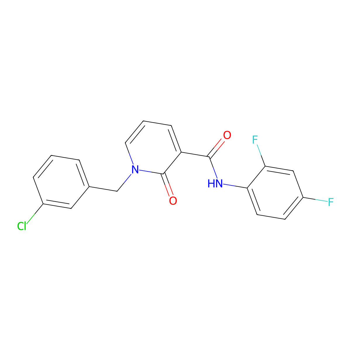1-(3-chlorobenzyl)-N-(2,4-difluorophenyl)-2-oxo-1,2-dihydropyridine-3-carboxamide molecular structure, CAS 338754-88-4
