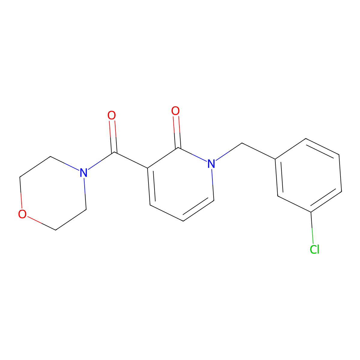 1-(3-chlorobenzyl)-3-(morpholinocarbonyl)-2(1H)-pyridinone molecular structure, CAS 338754-94-2