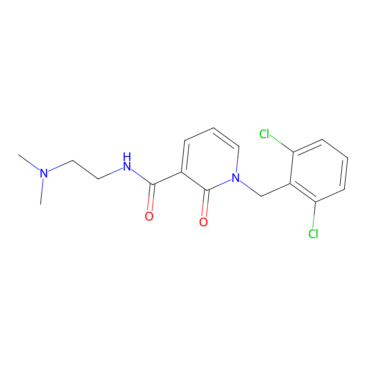 1-(2,6-dichlorobenzyl)-N-[2-(dimethylamino)ethyl]-2-oxo-1,2-dihydro-3-pyridinecarboxamide molecular structure, CAS 338754-98-6