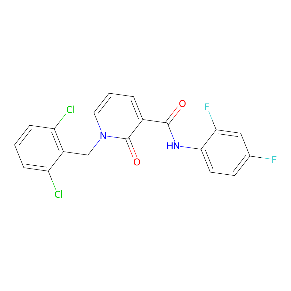 1-(2,6-dichlorobenzyl)-N-(2,4-difluorophenyl)-2-oxo-1,2-dihydro-3-pyridinecarboxamide molecular structure, CAS 338755-02-5