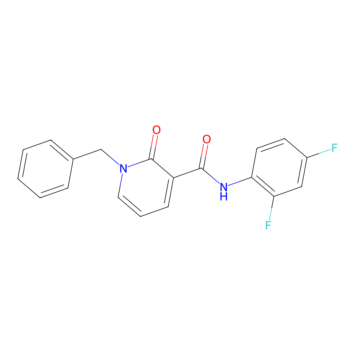 1-benzyl-N-(2,4-difluorophenyl)-2-oxo-1,2-dihydropyridine-3-carboxamide molecular structure, CAS 338755-10-5