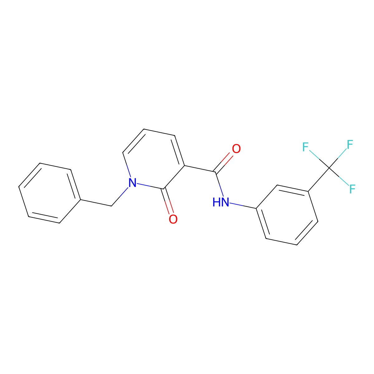 1-benzyl-2-oxo-N-[3-(trifluoromethyl)phenyl]-1,2-dihydropyridine-3-carboxamide molecular structure, CAS 338755-12-7