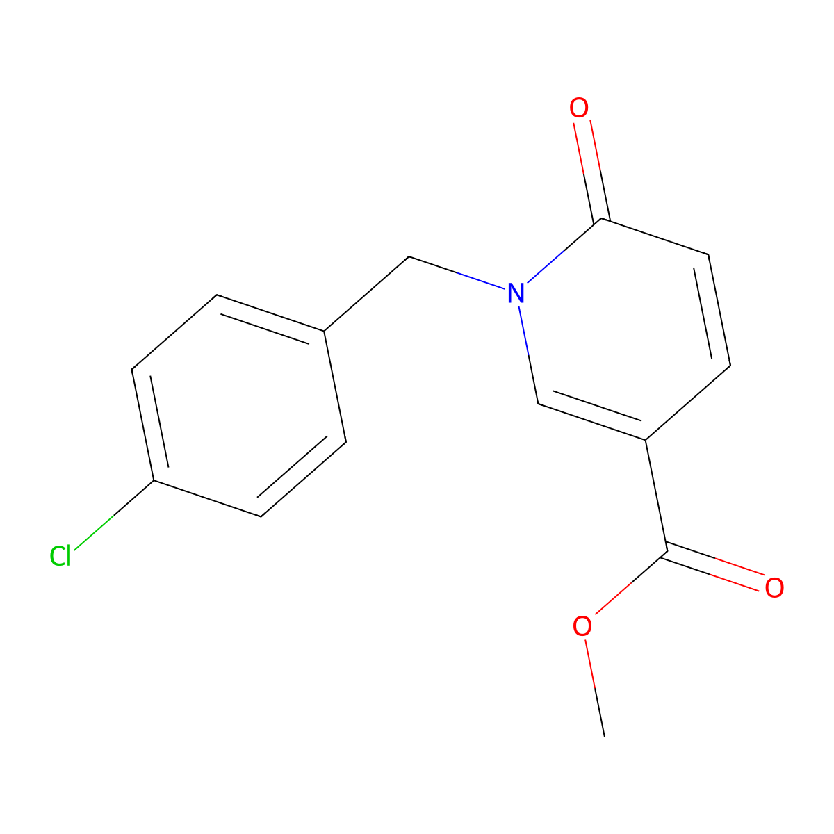 Methyl 1-(4-chlorobenzyl)-6-oxo-1,6-dihydro-3-pyridinecarboxylate molecular structure, CAS 338755-19-4