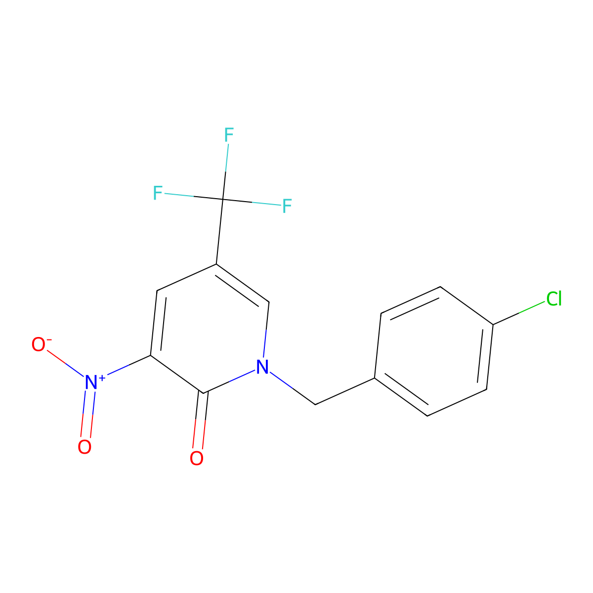 1-(4-chlorobenzyl)-3-nitro-5-(trifluoromethyl)-2(1H)-pyridinone molecular structure, CAS 338755-24-1
