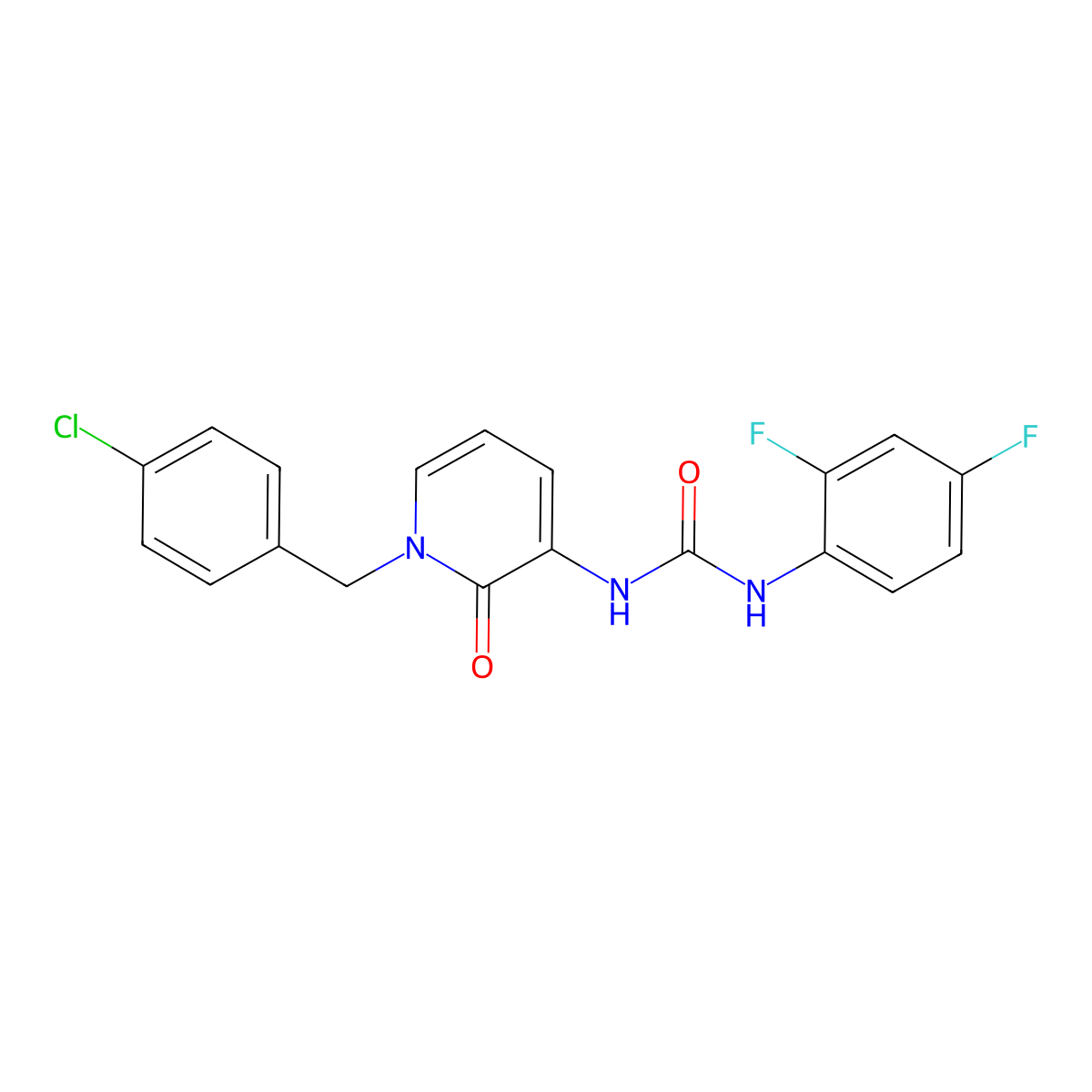 N-[1-(4-chlorobenzyl)-2-oxo-1,2-dihydro-3-pyridinyl]-N'-(2,4-difluorophenyl)urea molecular structure, CAS 338755-30-9