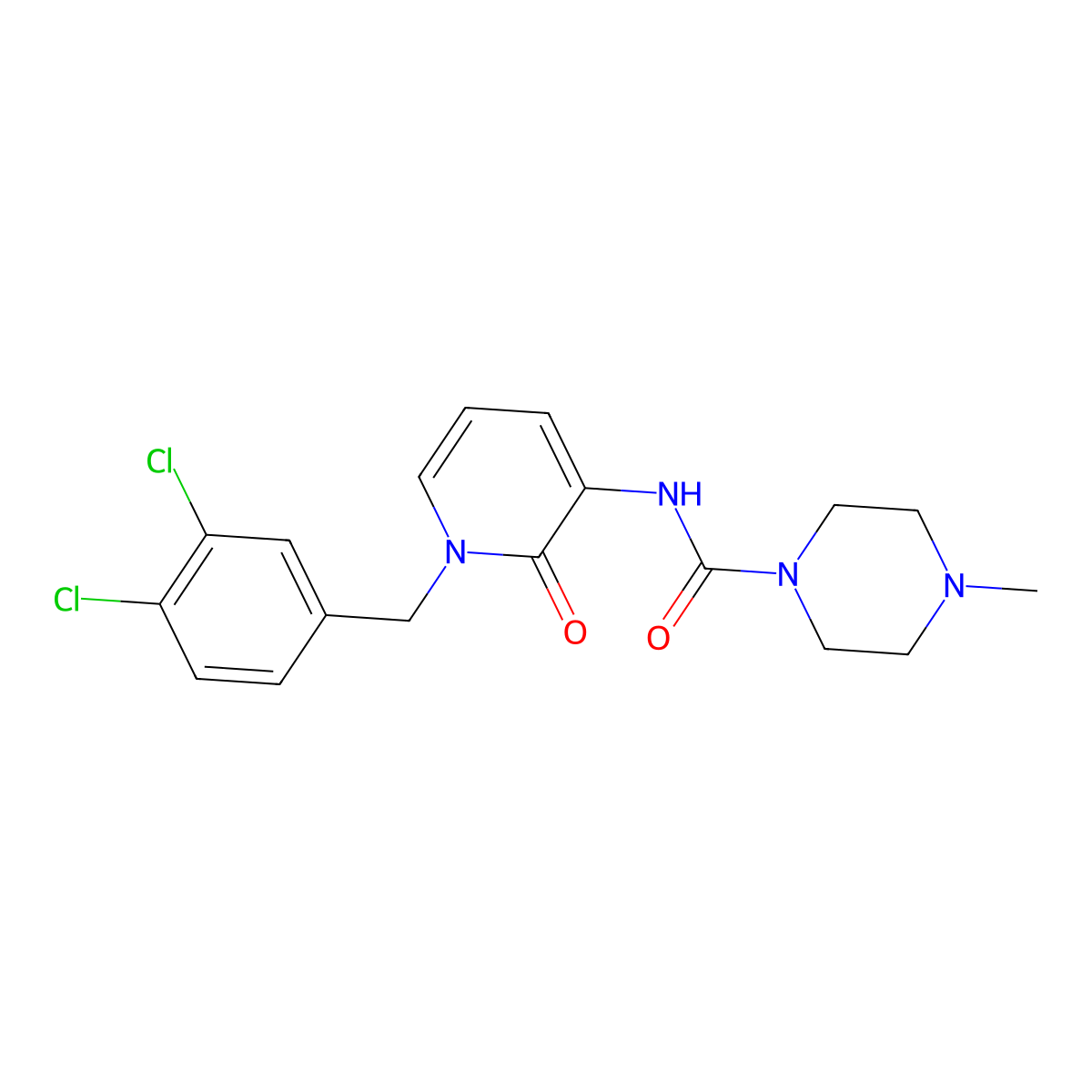 N-[1-(3,4-dichlorobenzyl)-2-oxo-1,2-dihydro-3-pyridinyl]-4-methyltetrahydro-1(2H)-pyrazinecarboxamide molecular structure, CAS 338755-44-5