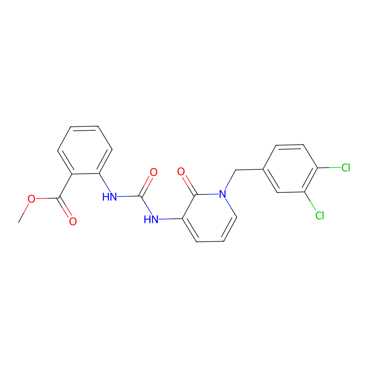 Methyl 2-[({[1-(3,4-dichlorobenzyl)-2-oxo-1,2-dihydro-3-pyridinyl]amino}carbonyl)amino]benzenecarboxylate molecular structure, CAS 338755-50-3