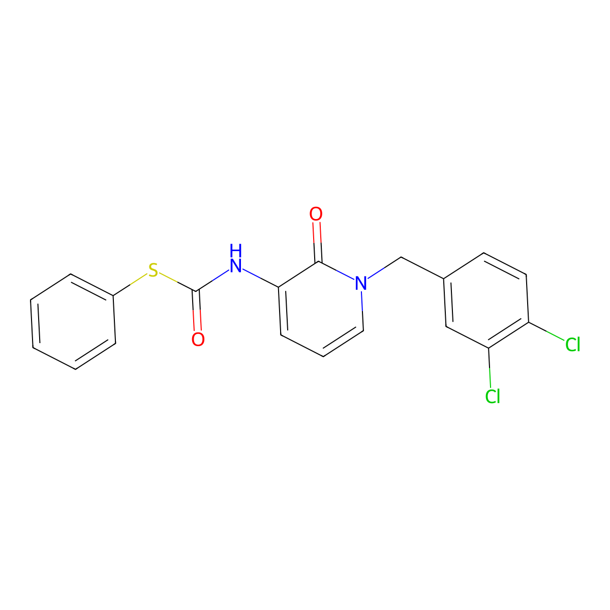 S-phenyl N-[1-(3,4-dichlorobenzyl)-2-oxo-1,2-dihydro-3-pyridinyl]carbamothioate molecular structure, CAS 338755-56-9