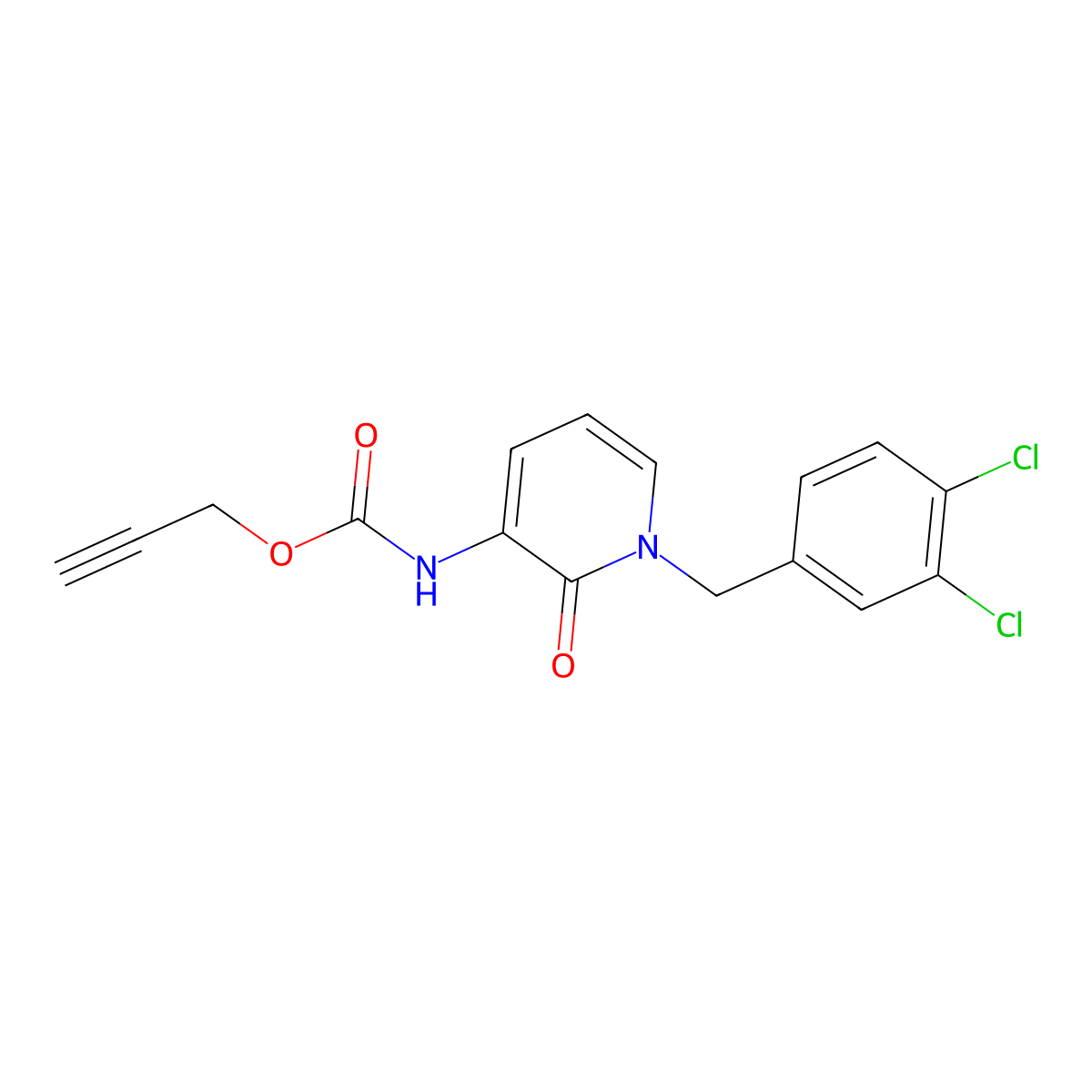 2-propynyl N-[1-(3,4-dichlorobenzyl)-2-oxo-1,2-dihydro-3-pyridinyl]carbamate molecular structure, CAS 338755-62-7