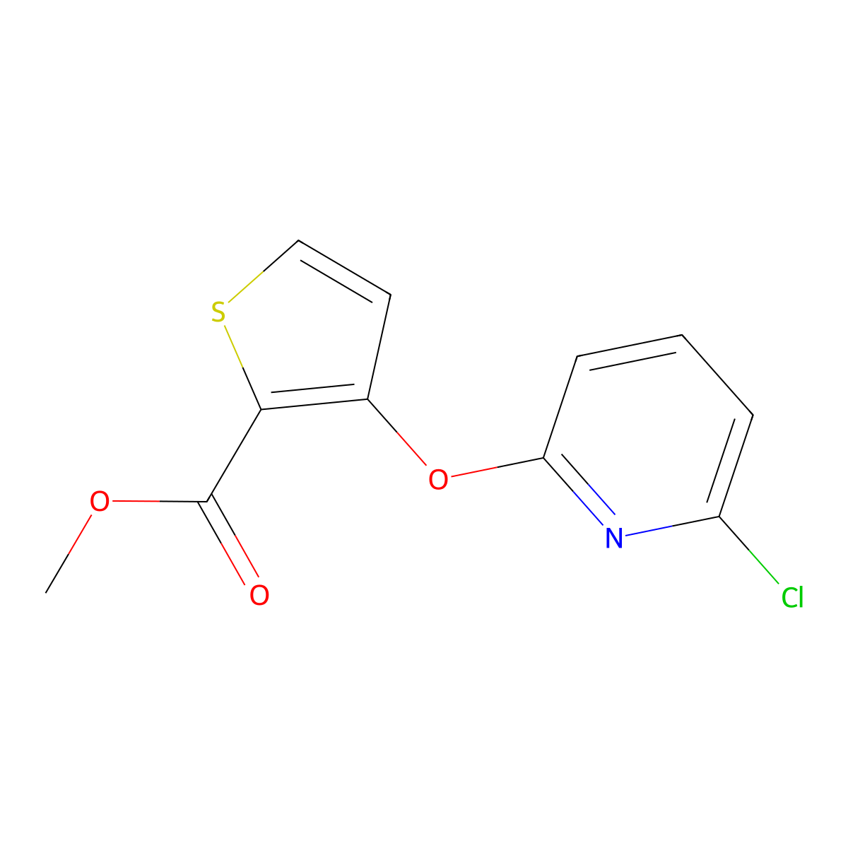 Methyl 3-[(6-chloro-2-pyridinyl)oxy]-2-thiophenecarboxylate molecular structure, CAS 338756-33-5