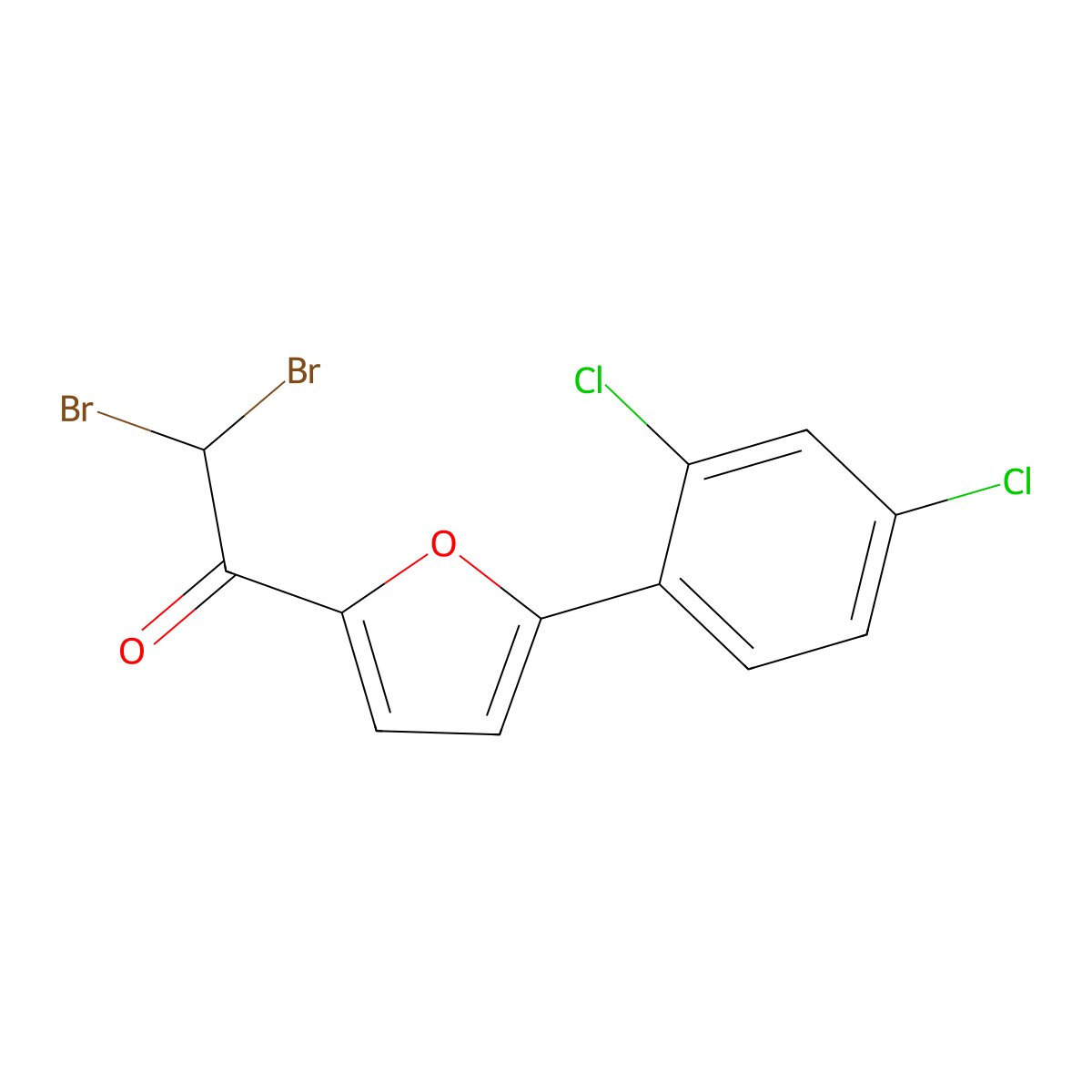 2,2-Dibromo-1-[5-(2,4-dichlorophenyl)-2-furyl]-1-ethanone molecular structure, CAS 338756-44-8