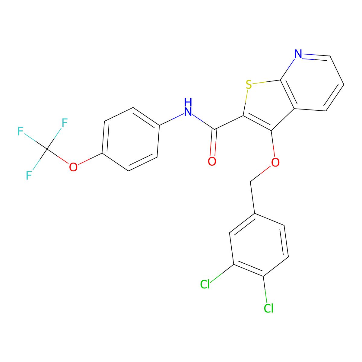 3-[(3,4-dichlorophenyl)methoxy]-N-[4-(trifluoromethoxy)phenyl]thieno[2,3-b]pyridine-2-carboxamide molecular structure, CAS 338756-94-8