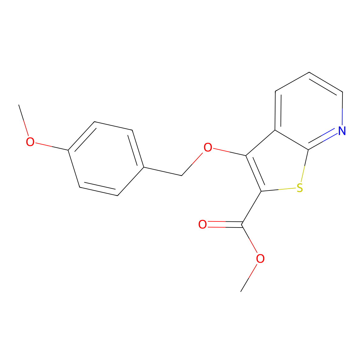 Methyl 3-[(4-methoxybenzyl)oxy]thieno[2,3-b]pyridine-2-carboxylate molecular structure, CAS 338756-97-1