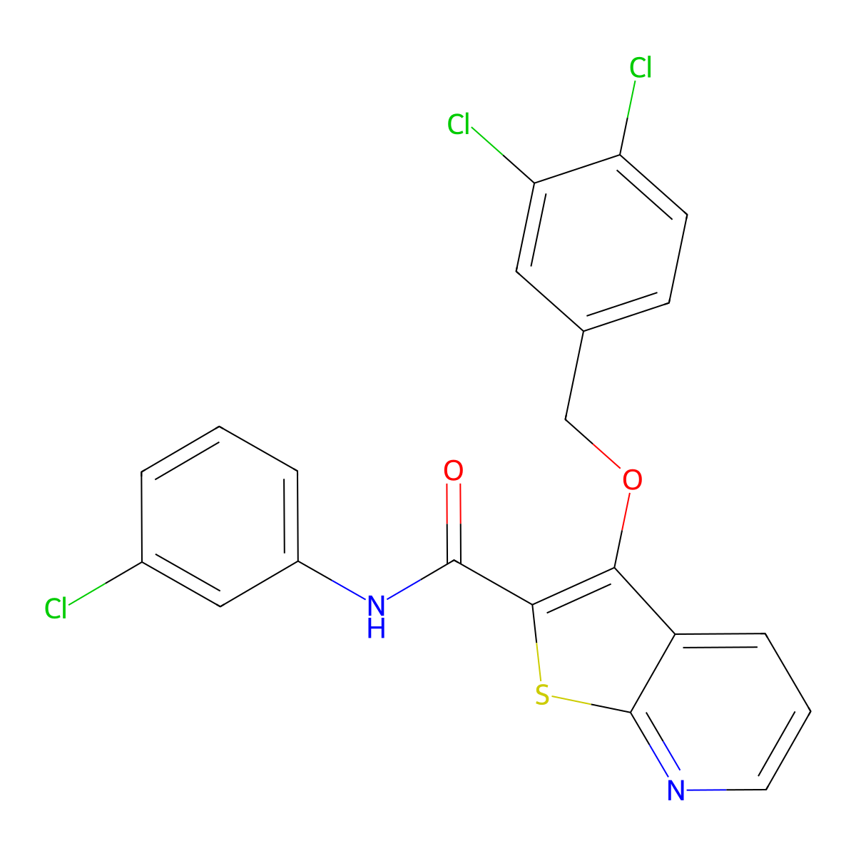 N-(3-chlorophenyl)-3-[(3,4-dichlorophenyl)methoxy]thieno[2,3-b]pyridine-2-carboxamide molecular structure, CAS 338757-03-2