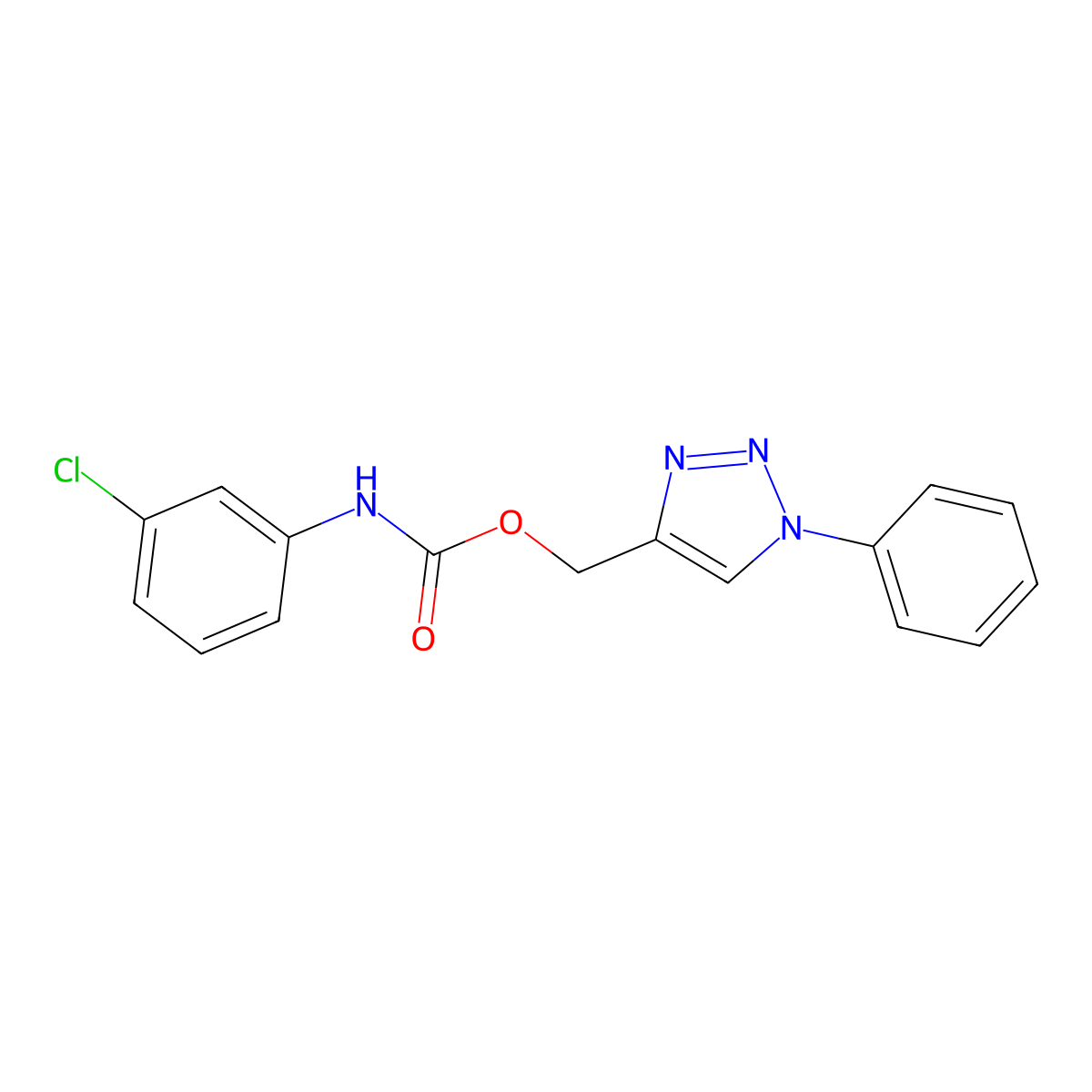 (1-phenyl-1H-1,2,3-triazol-4-yl)methyl N-(3-chlorophenyl)carbamate molecular structure, CAS 338757-18-9