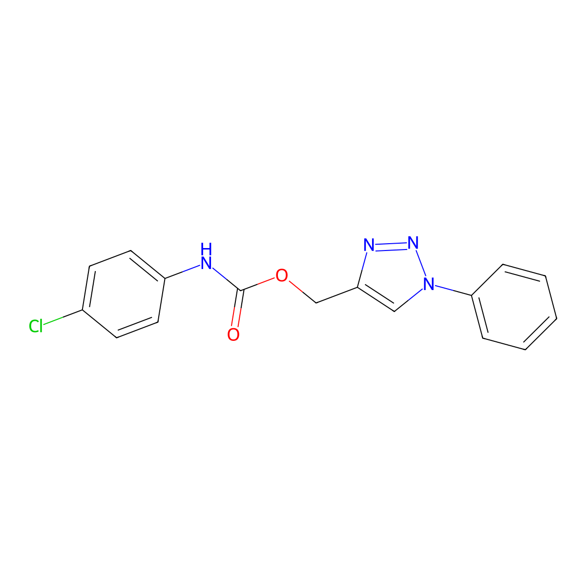 (1-phenyl-1H-1,2,3-triazol-4-yl)methyl N-(4-chlorophenyl)carbamate molecular structure, CAS 338757-21-4