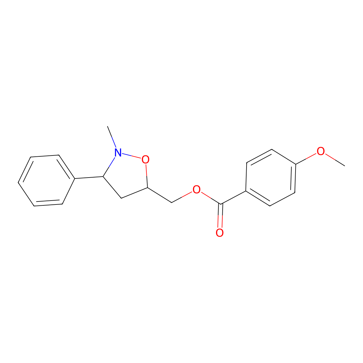 (2-Methyl-3-phenyl-1,2-oxazolidin-5-yl)methyl 4-methoxybenzoate molecular structure, CAS 338757-90-7