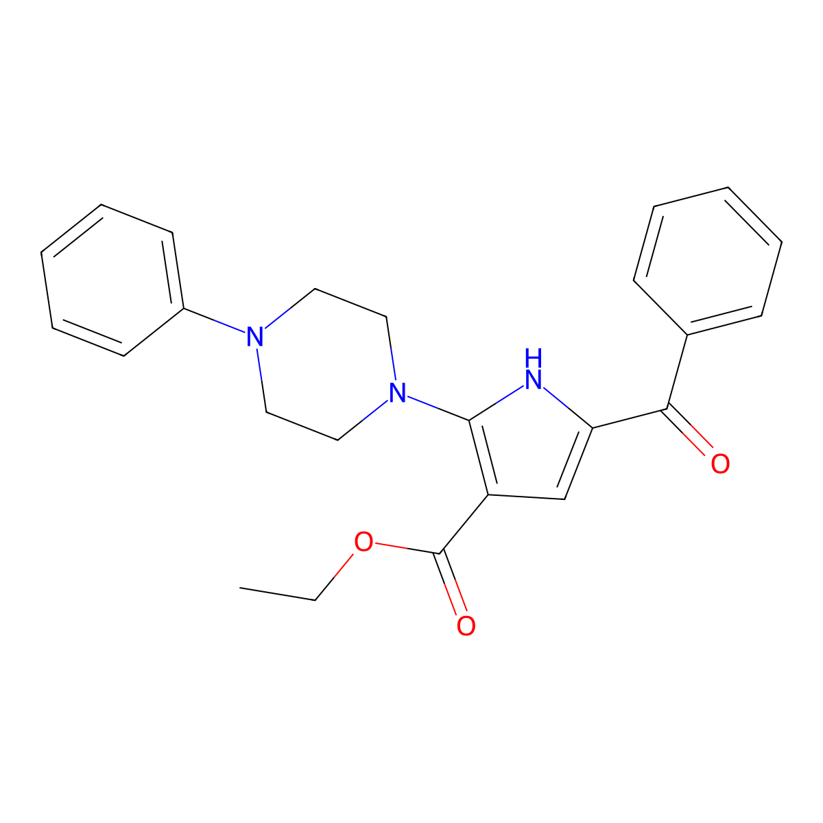 ethyl 5-benzoyl-2-(4-phenylpiperazin-1-yl)-1H-pyrrole-3-carboxylate molecular structure, CAS 338758-10-4