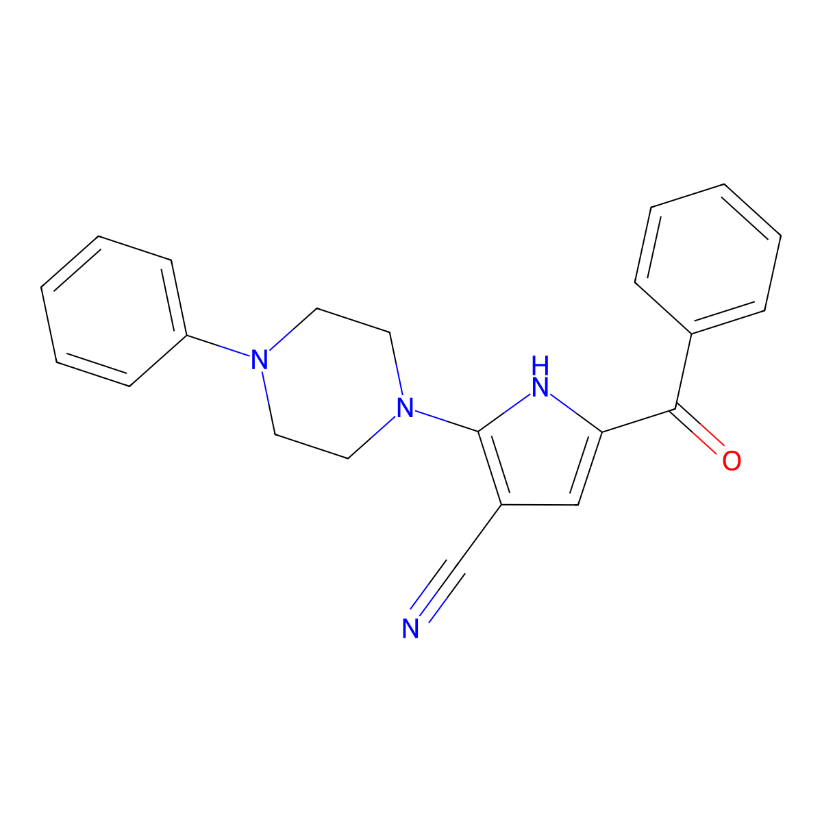 5-benzoyl-2-(4-phenylpiperazin-1-yl)-1H-pyrrole-3-carbonitrile molecular structure, CAS 338758-13-7