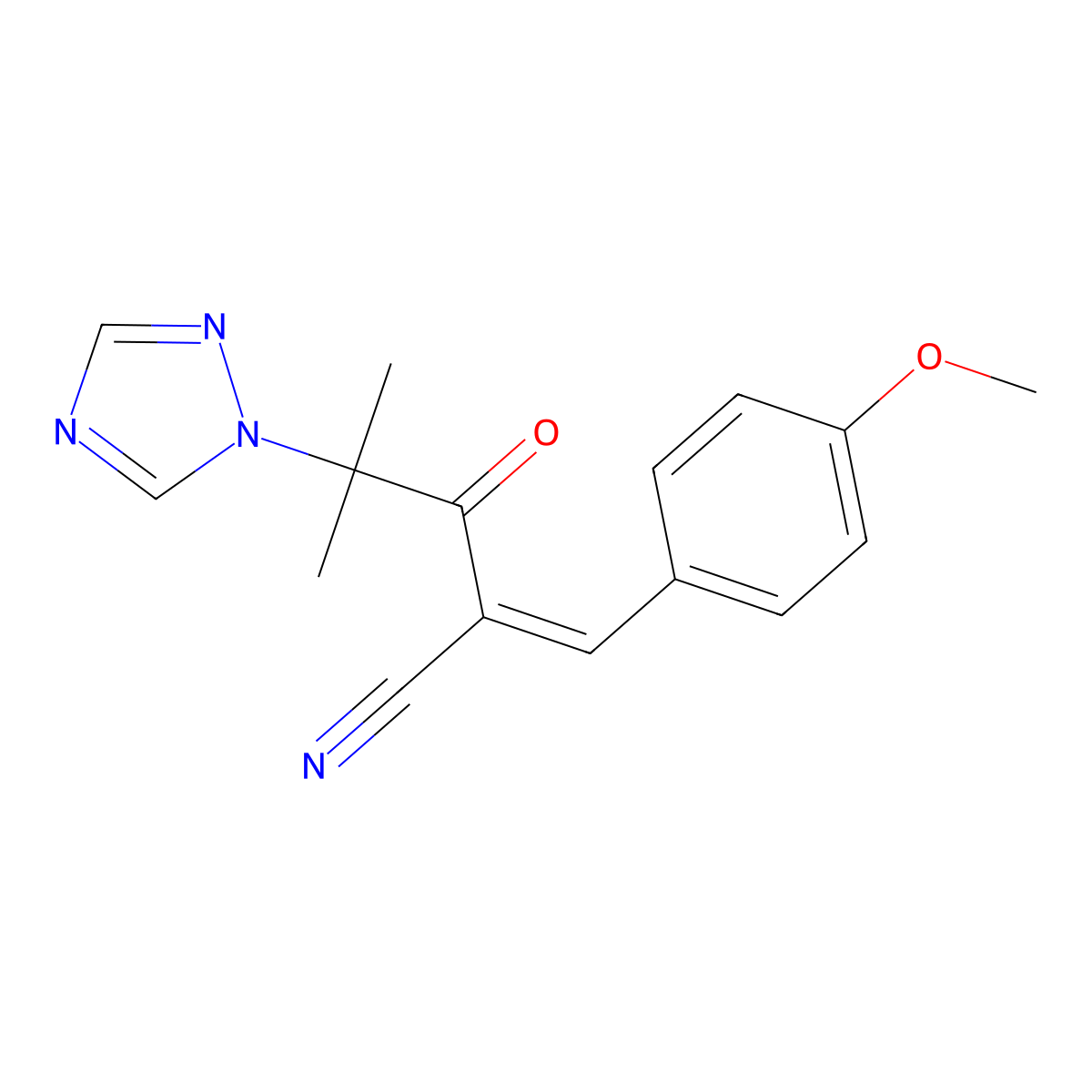 3-(4-methoxyphenyl)-2-[2-methyl-2-(1H-1,2,4-triazol-1-yl)propanoyl]acrylonitrile molecular structure, CAS 338758-21-7