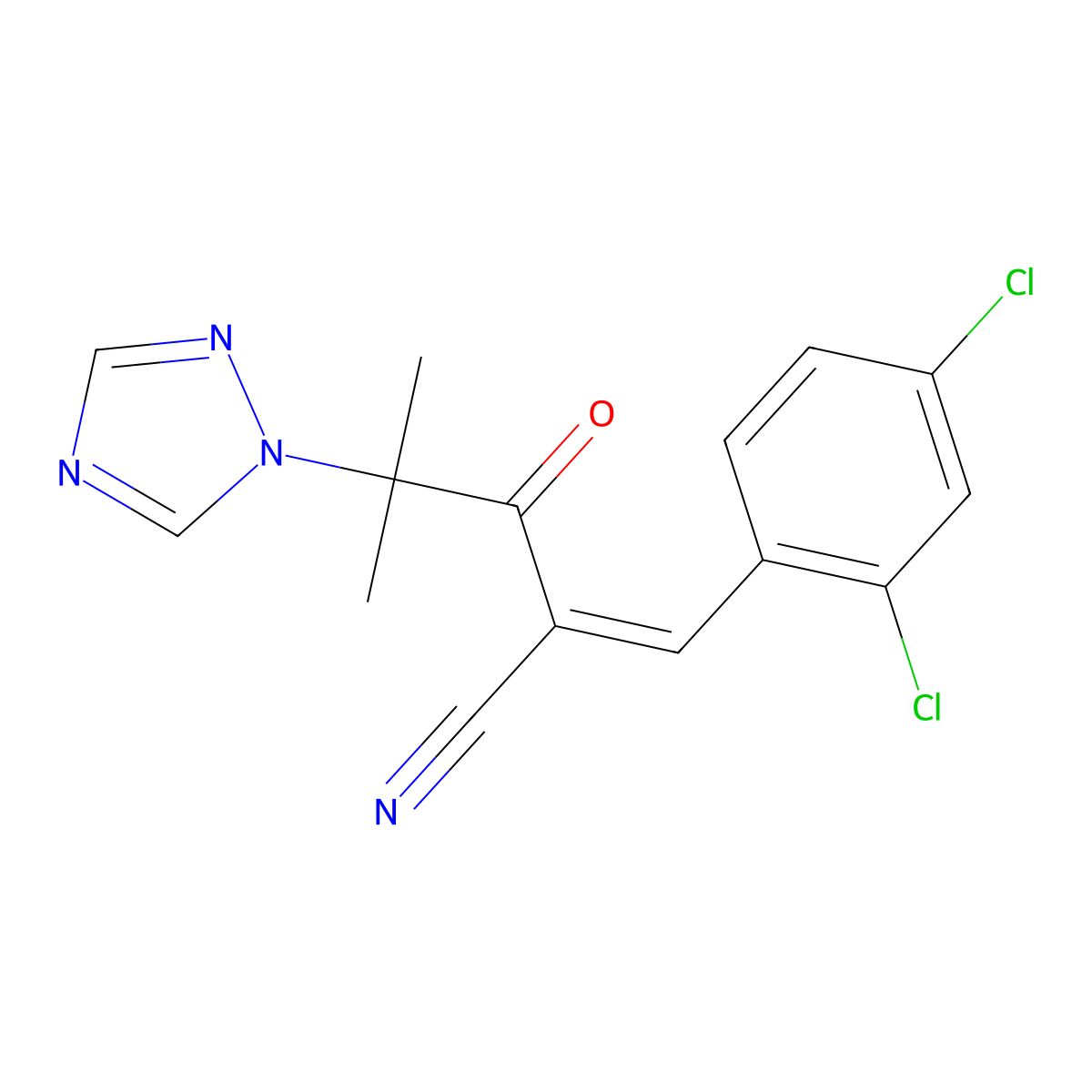 3-(2,4-dichlorophenyl)-2-[2-methyl-2-(1H-1,2,4-triazol-1-yl)propanoyl]acrylonitrile molecular structure, CAS 338758-24-0